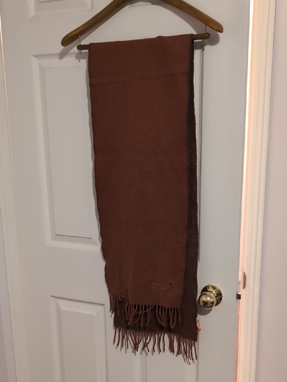 Soft Brown Alpac  Fringe Scarf 2 Sided